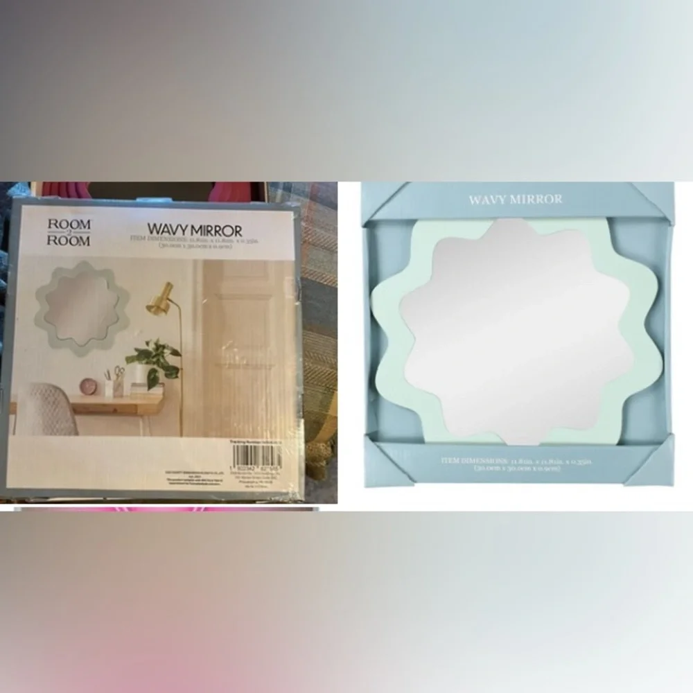 Wavy Mirror - Mint Green Wavy Scallop Round Wall Mirror 12in NEW
